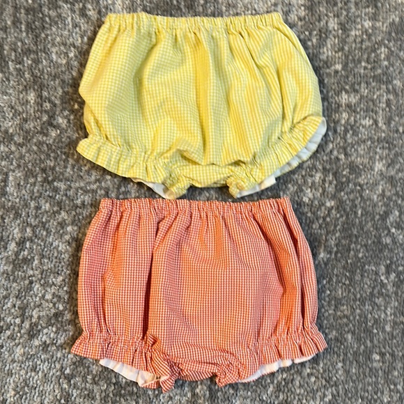Other - EEUC Yellow and Orange Gingham ruffle Bloomer shorts size 18mo